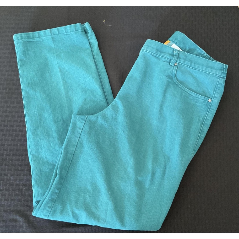 Ruby Rd. Jeans Womens 6 Turquoise High Rise Straight Relaxed Fit Stretch Denim
